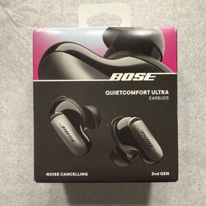 Bose Earbuds Packaging with Black and Purple Accents